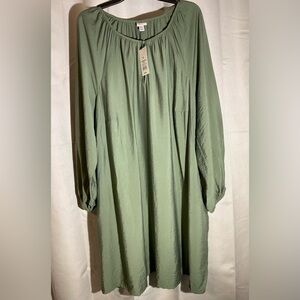 Women’s Olive Balloon Long Sleeve Mini dress XXL